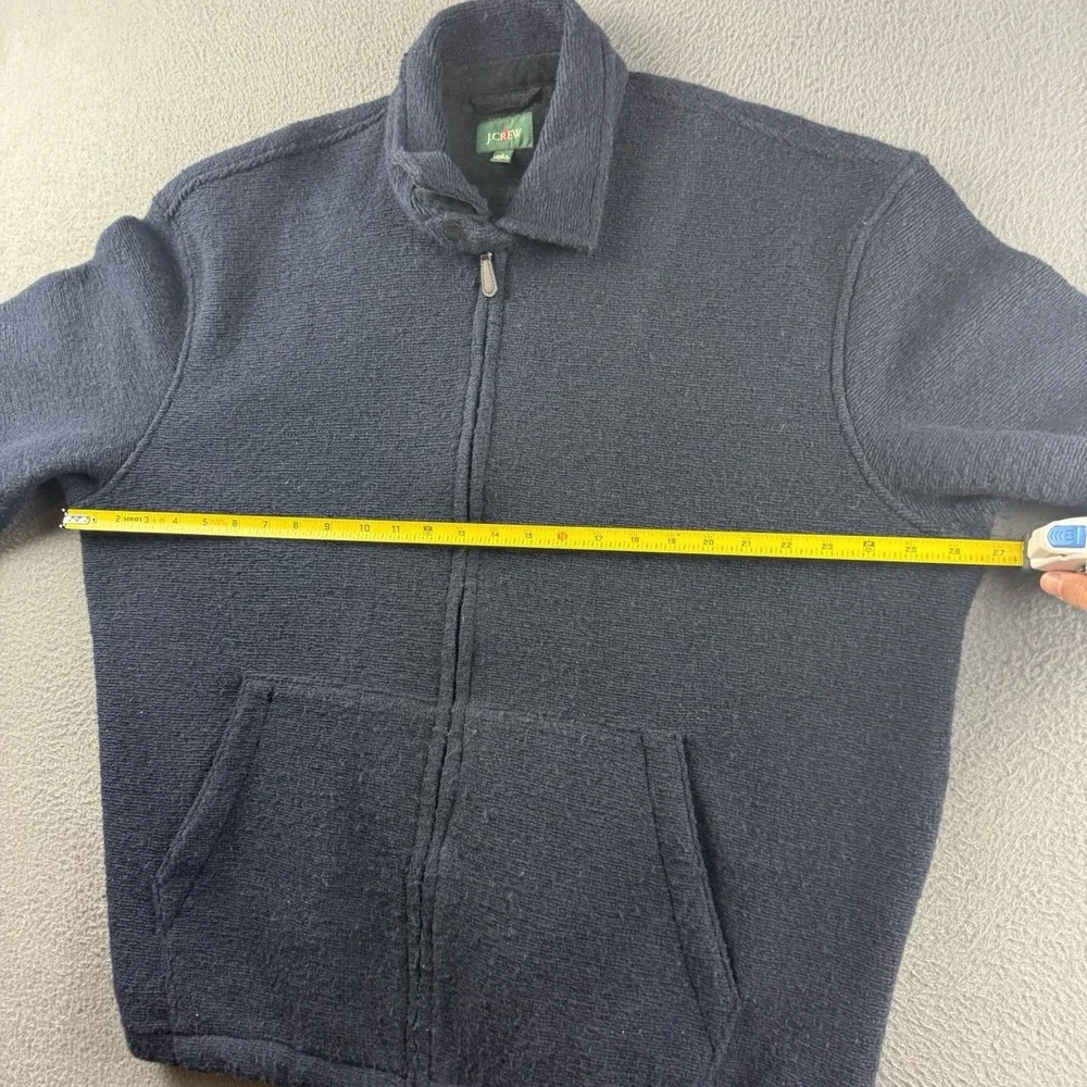 J Crew Jacket Men's L Blue Wool Blended Sweater Fleece Oarsman Minimal Full Zip